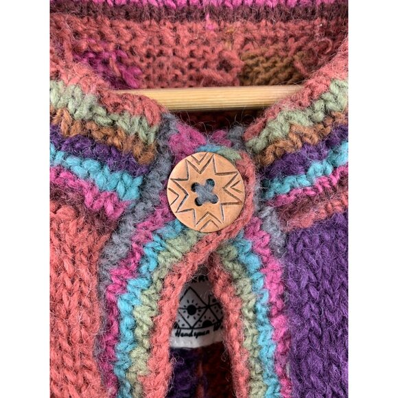 Women's Tara HandKnits Colorful Knitted Coat Size L - Picture 6 of 8